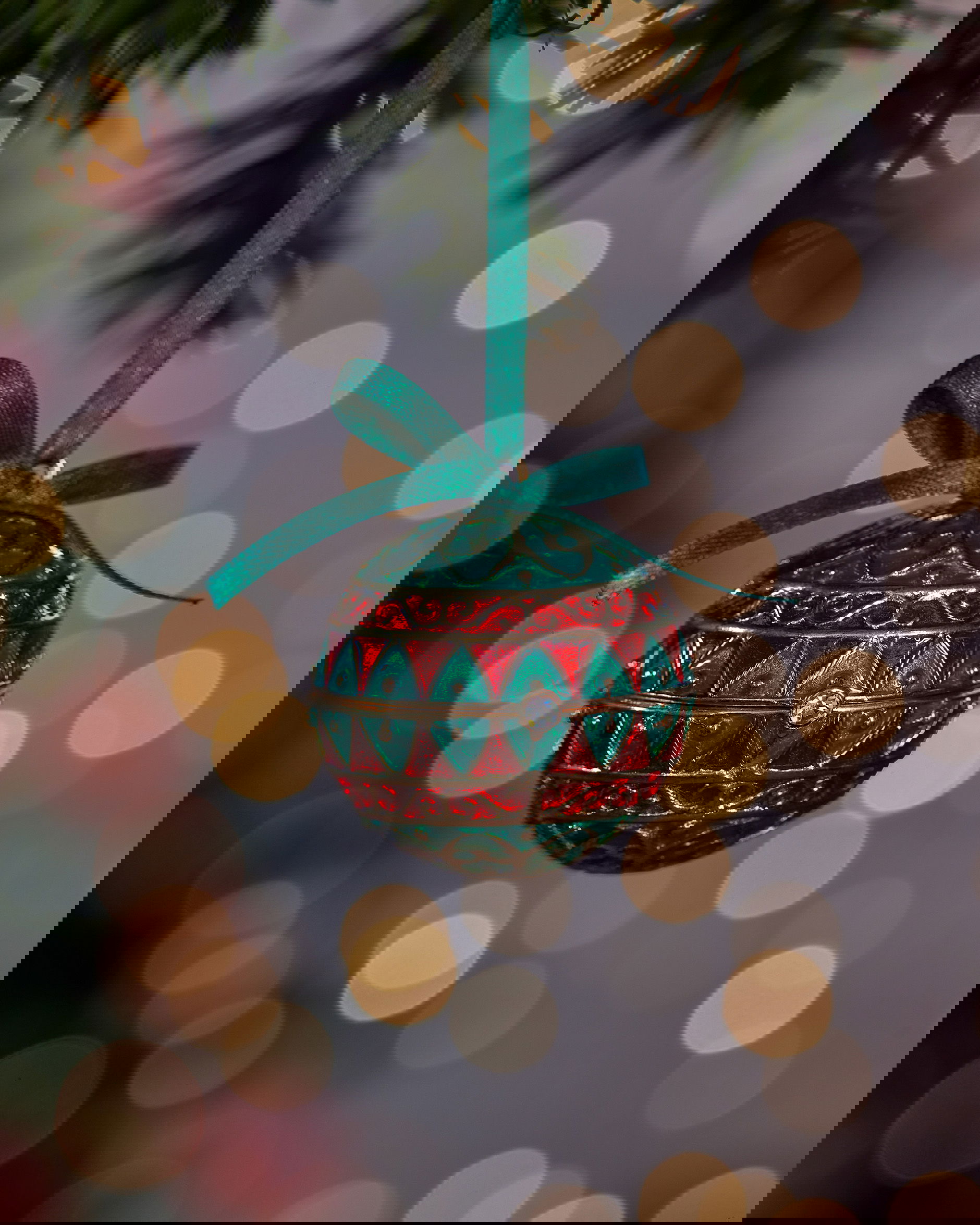 Leonard fabergéägg julgransdekoration grön/röd