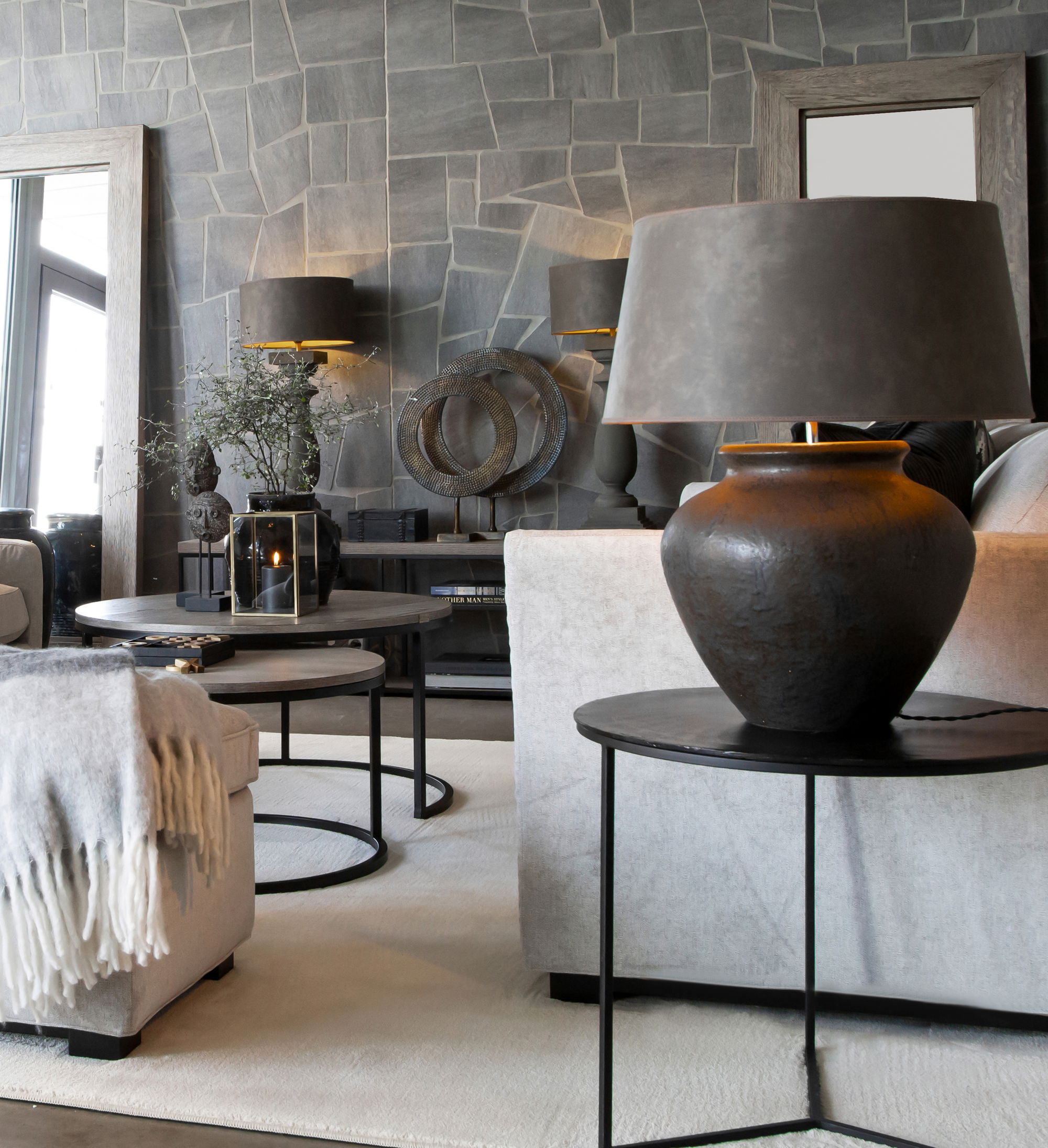 Mason Coffee Table Antique Grey 2 pcs OUTLET