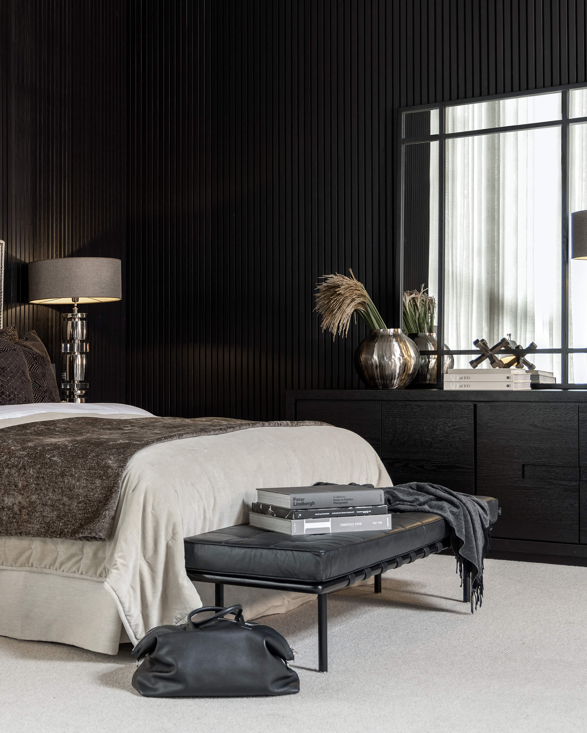 Princetown skinnbänk svart