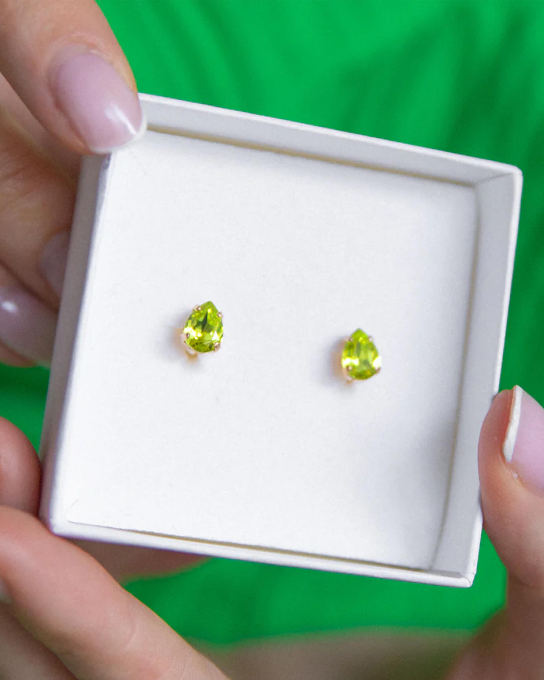 Super Petite Drop Stud Earrings Citrus Green