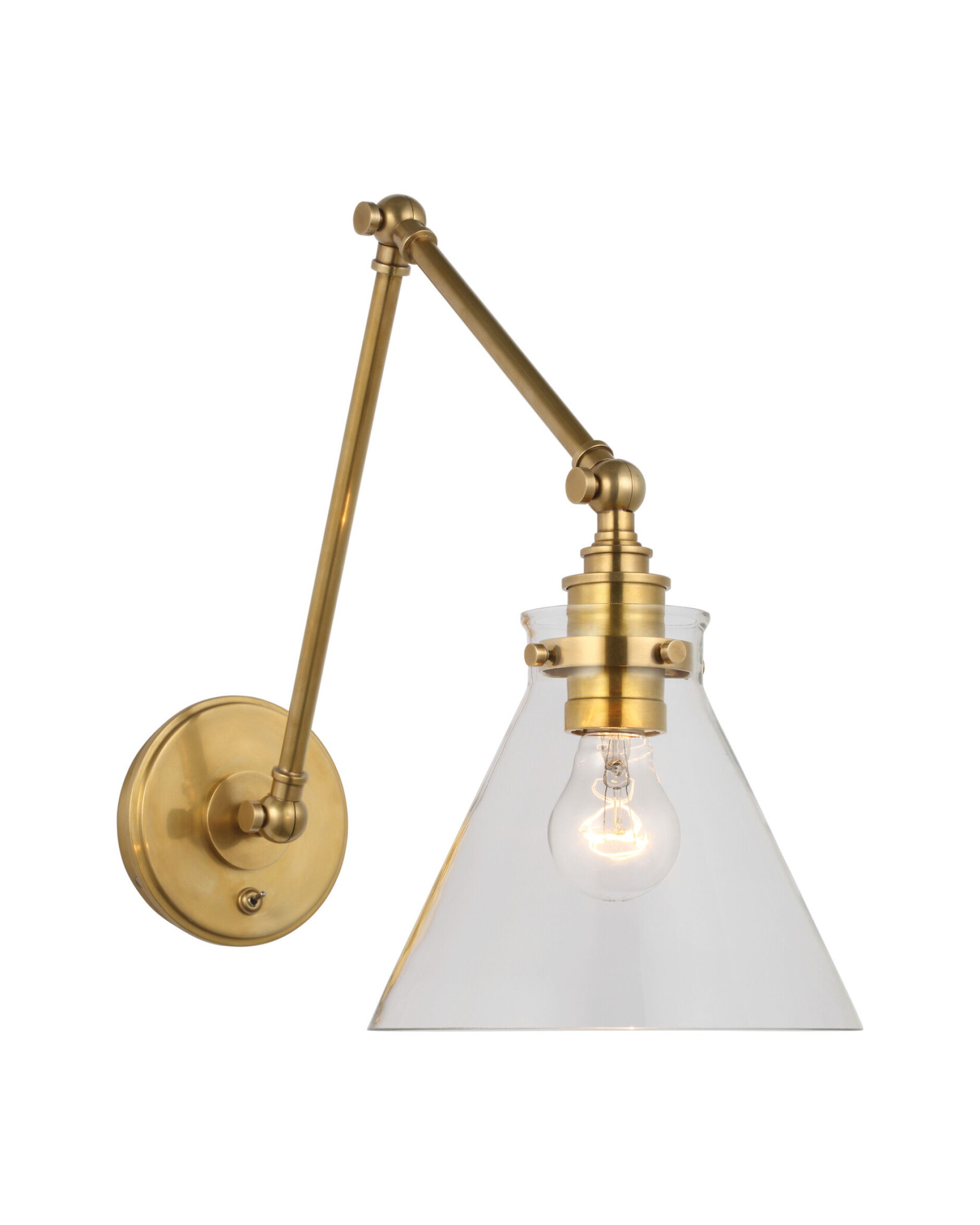 Parkington vägglampa dubbel antik mässing/klarglas