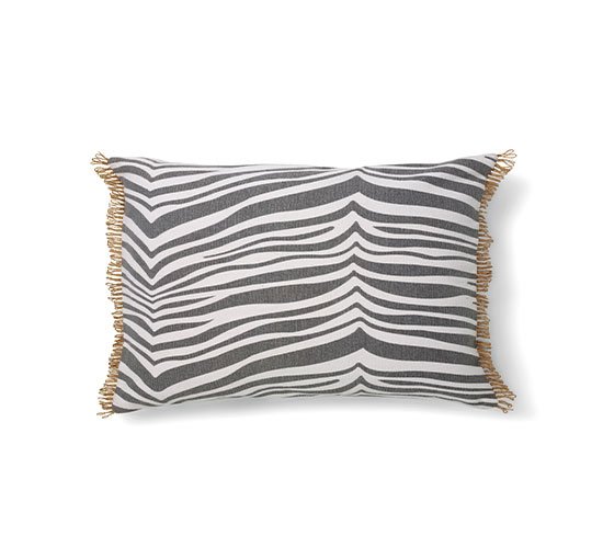 Grey/White - Zebra Cushion Beige
