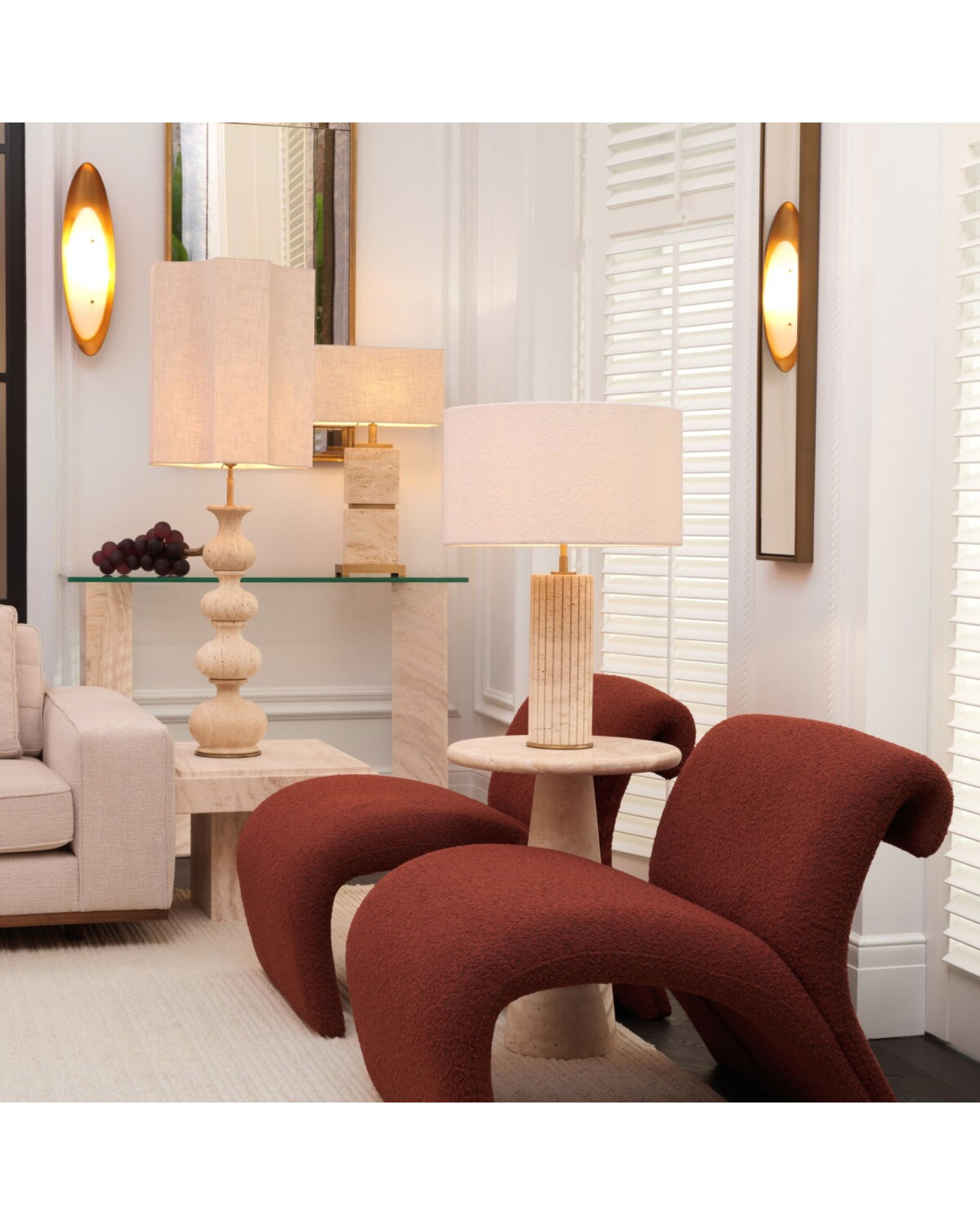 Newton bordslampa travertin