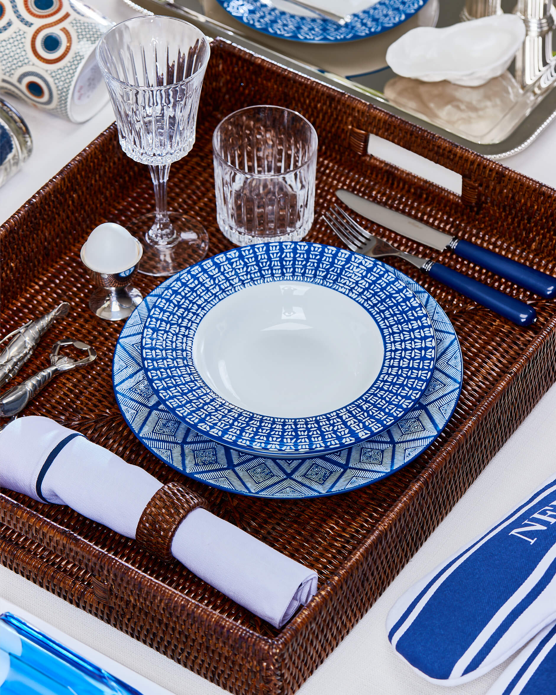 Cognac rotan servetring 6-pack