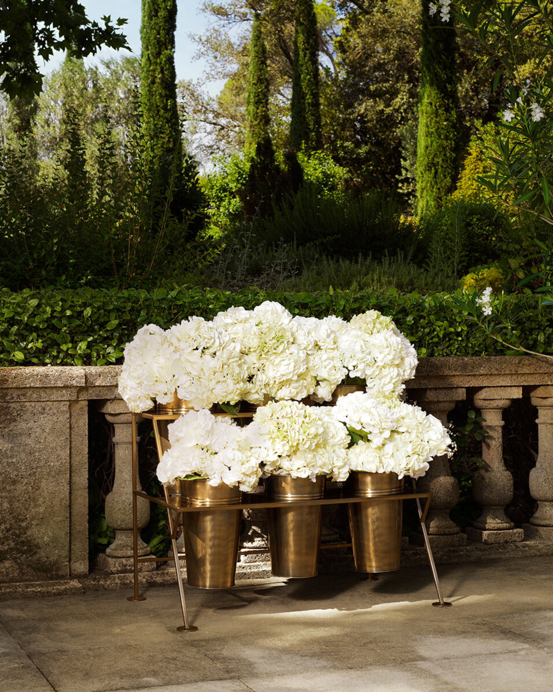 Maison des Fleurs flower stand antique brass