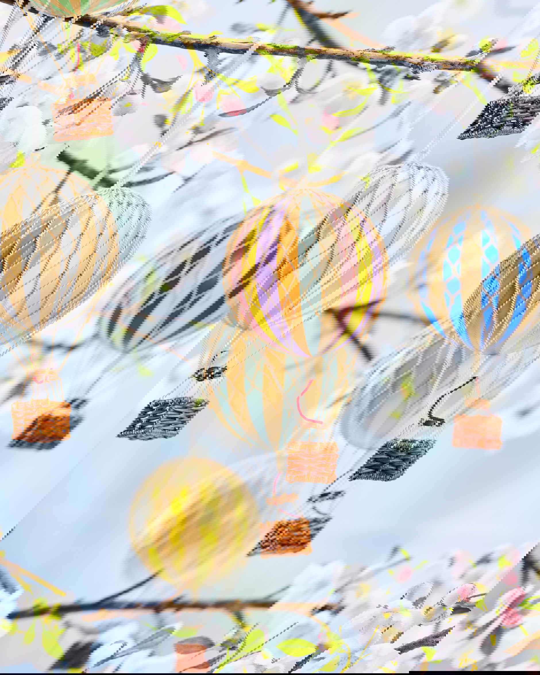 Hot Air Balloon Floating The Skies White