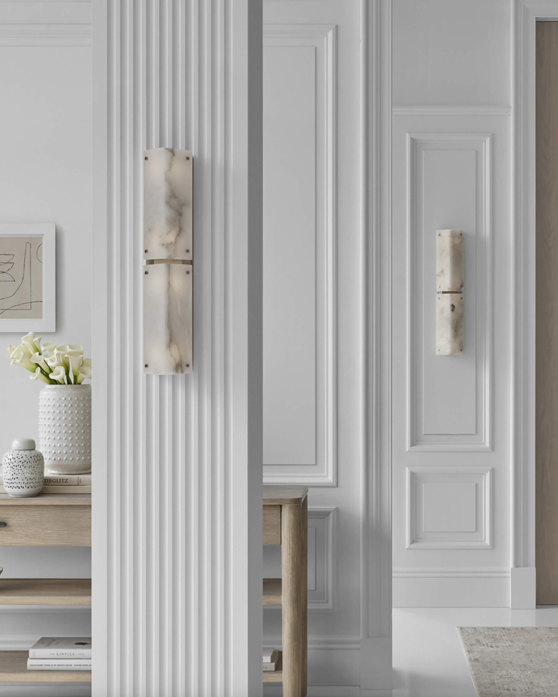 Clayton 25" vägglampa alabaster/mässing