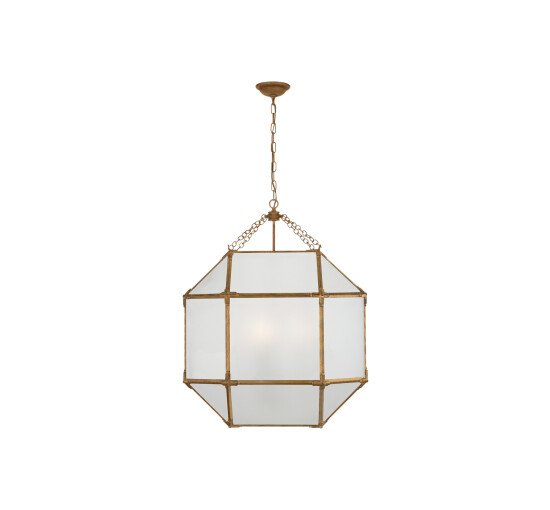 Gilded Iron - Morris Lantern Polished Nickel/Frosted Glass Large