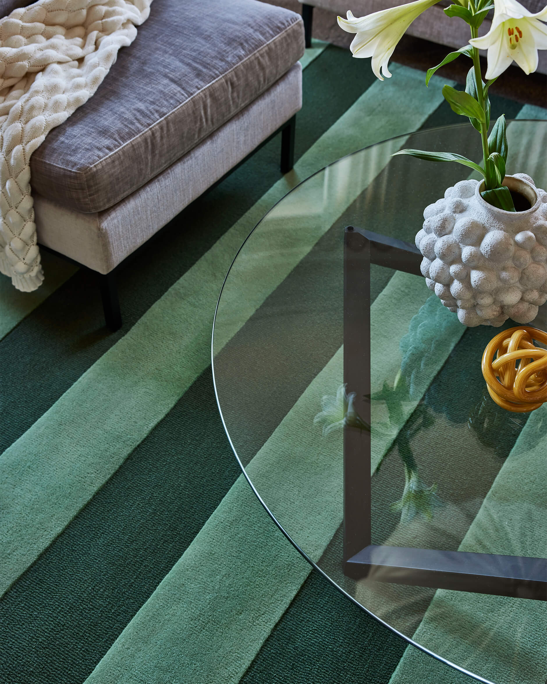 Stripe Boucle teppich grün