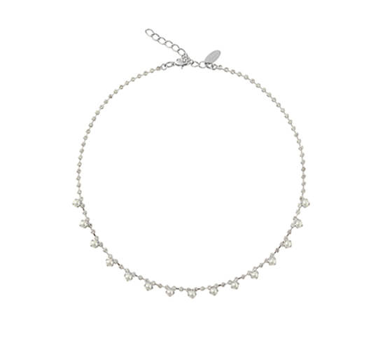 Rhodium - Lily Necklace Pearl