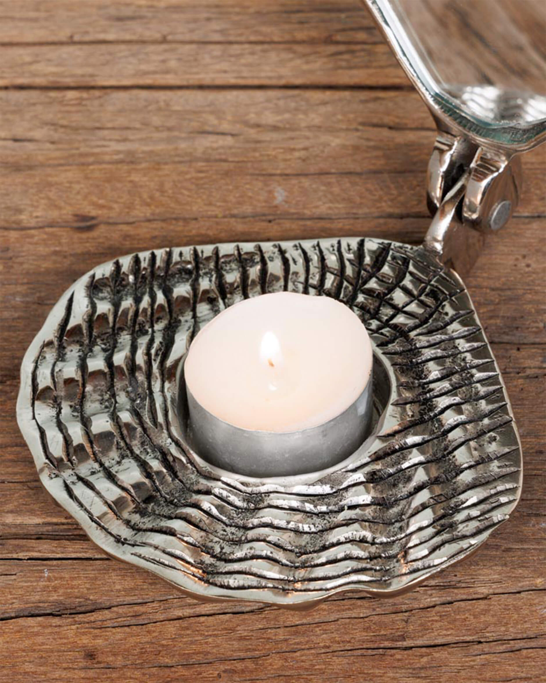 Snäcka ljushållare silver