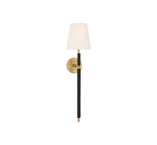 Hand-Rubbed Antique Brass/Chocolate Leather - Bryant Large Wrapped Tail Sconce Nickel/Natural Leather