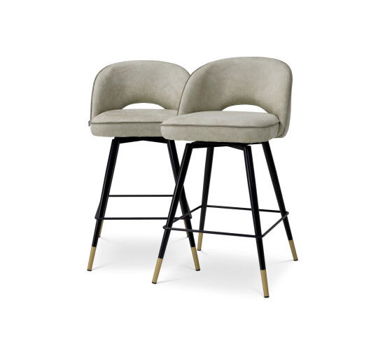 Mayer Silver - Cliff counter stool roche black velvet set of 2