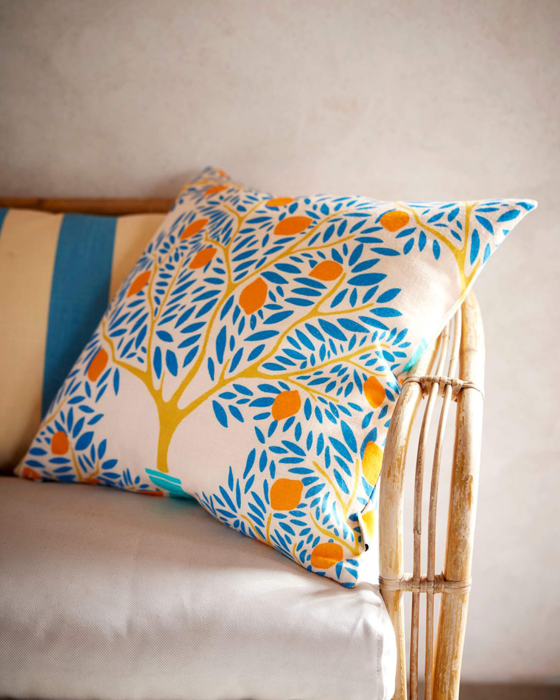 Lemon Garden kuddfodral blå