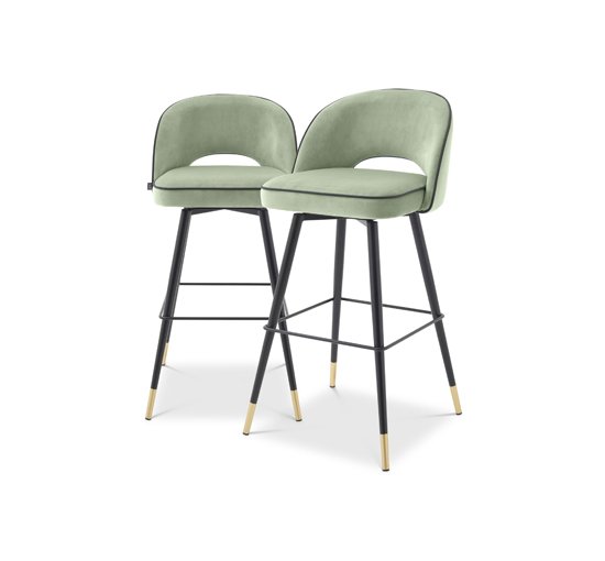 null - Cliff bar stool savona pistache green velvet set of 2
