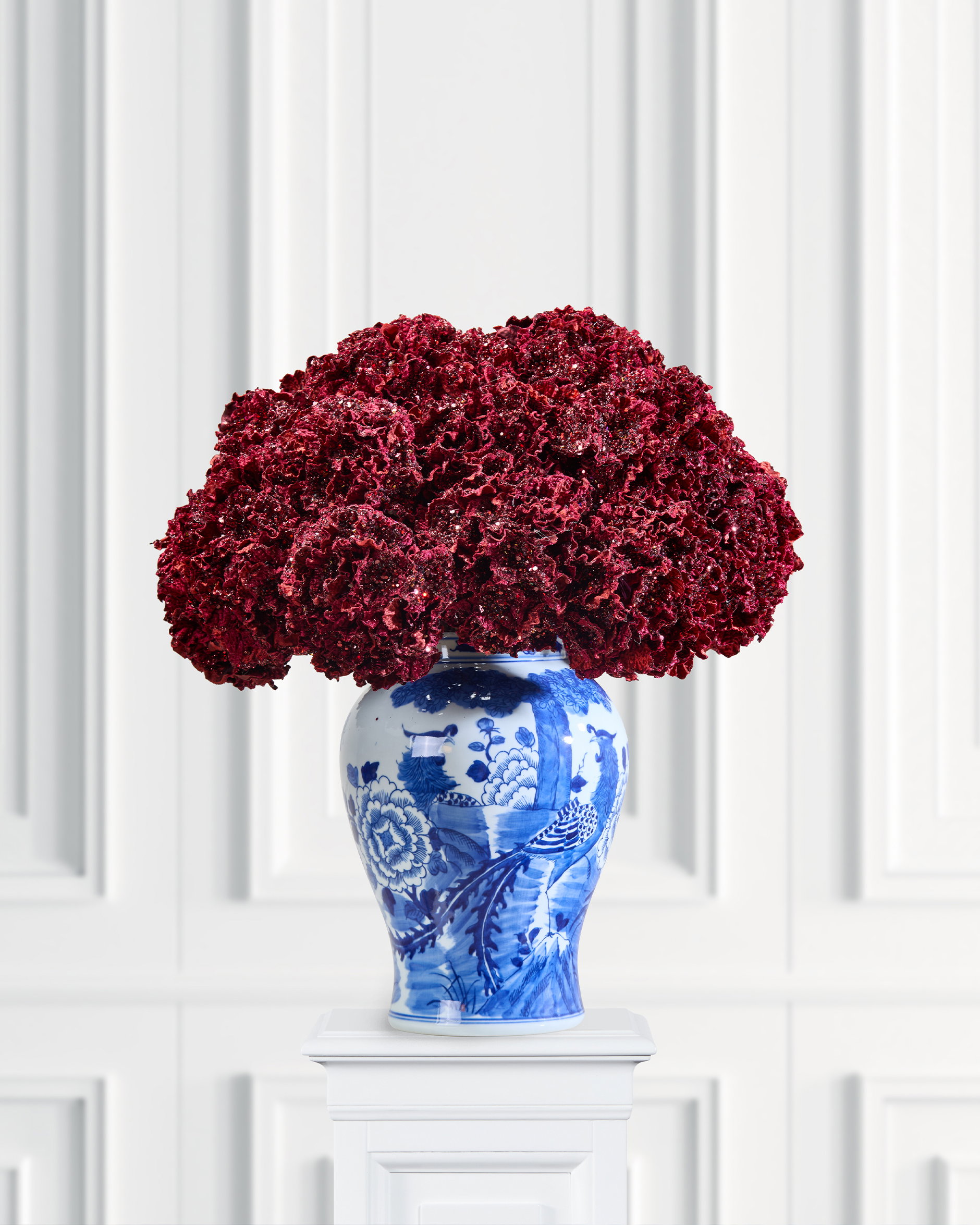 Hortensia dekorasjonskvist vinrød
