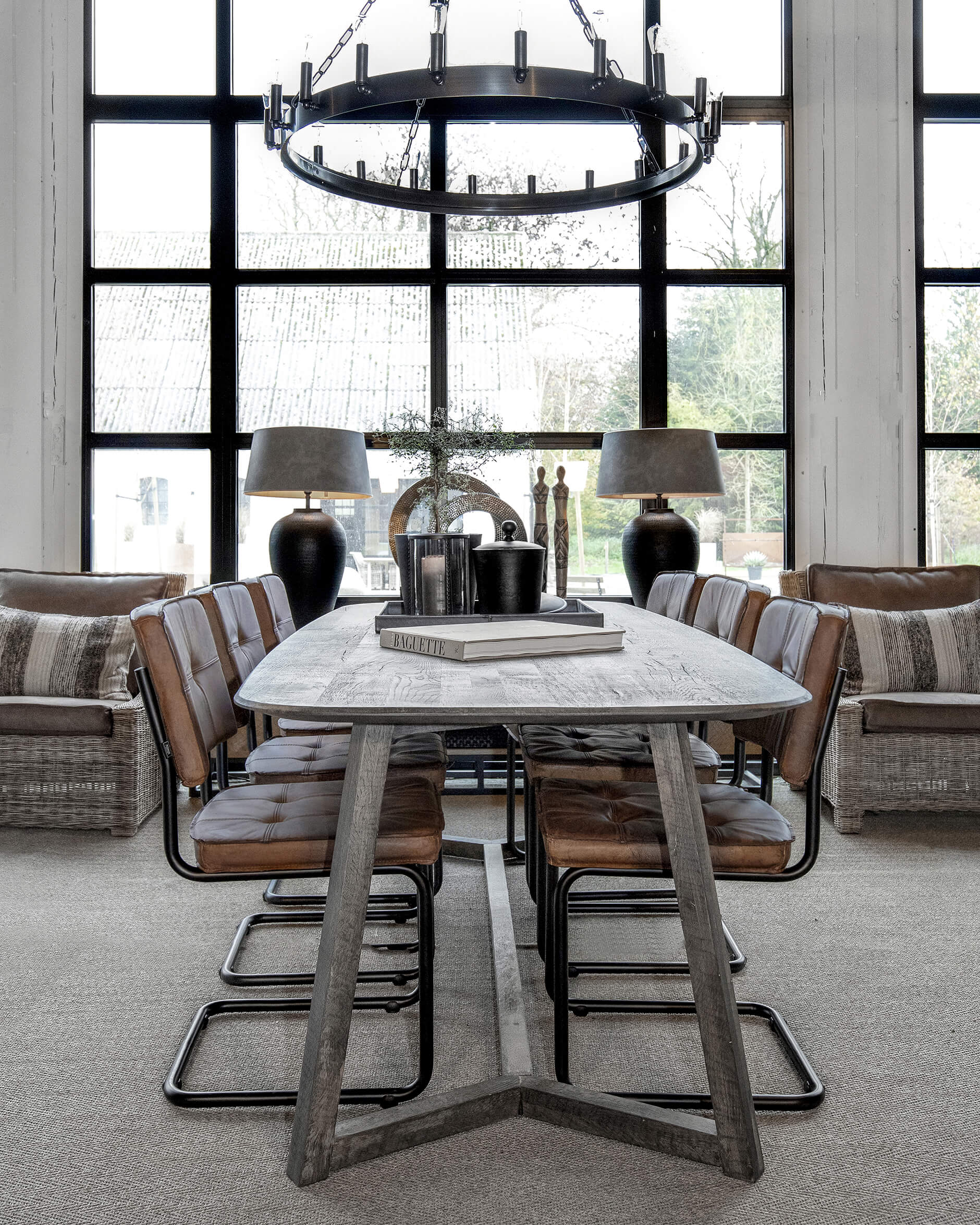 Crown taklampa antik järn Ø105