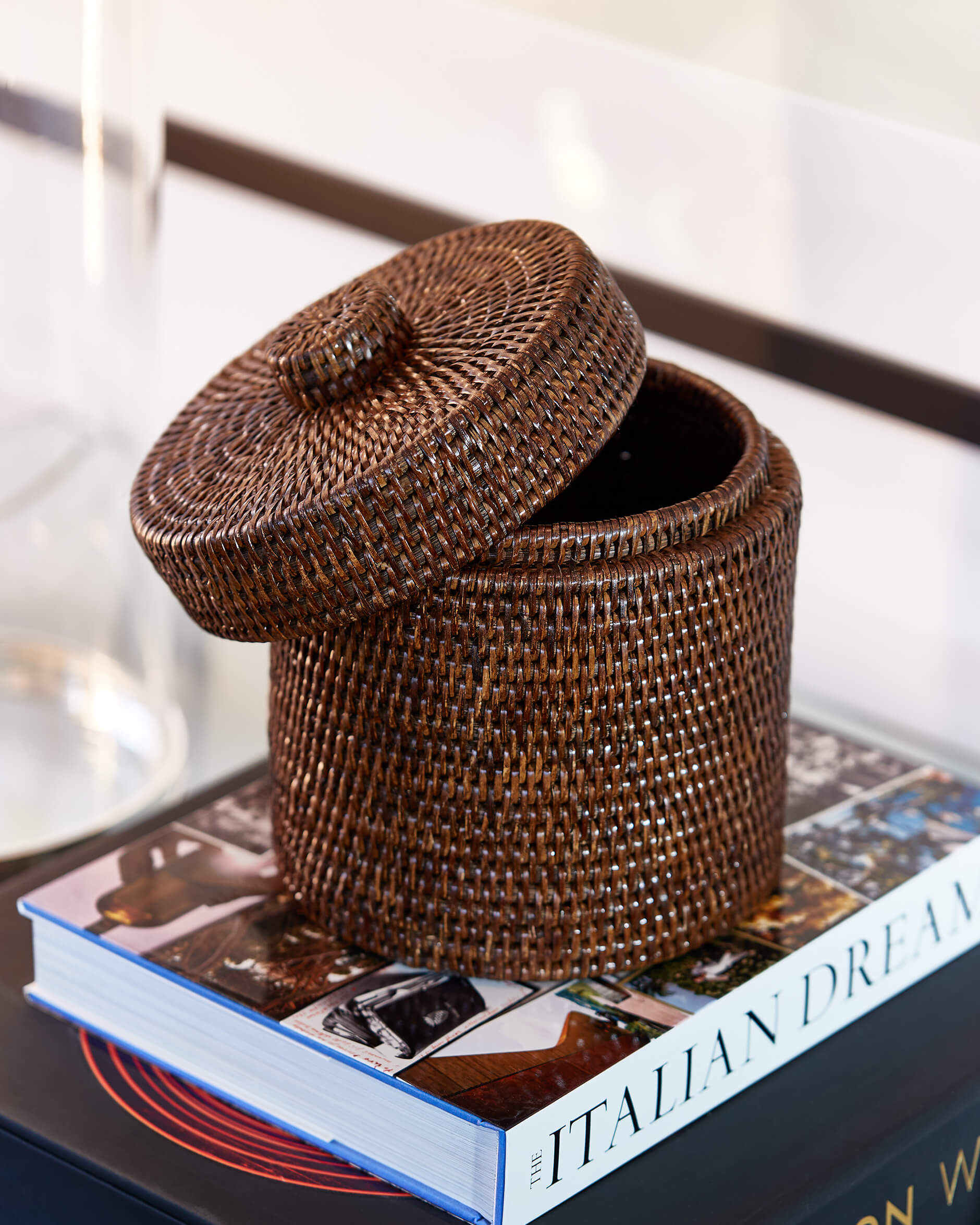 Cognac förvaringskorg med lock rotting