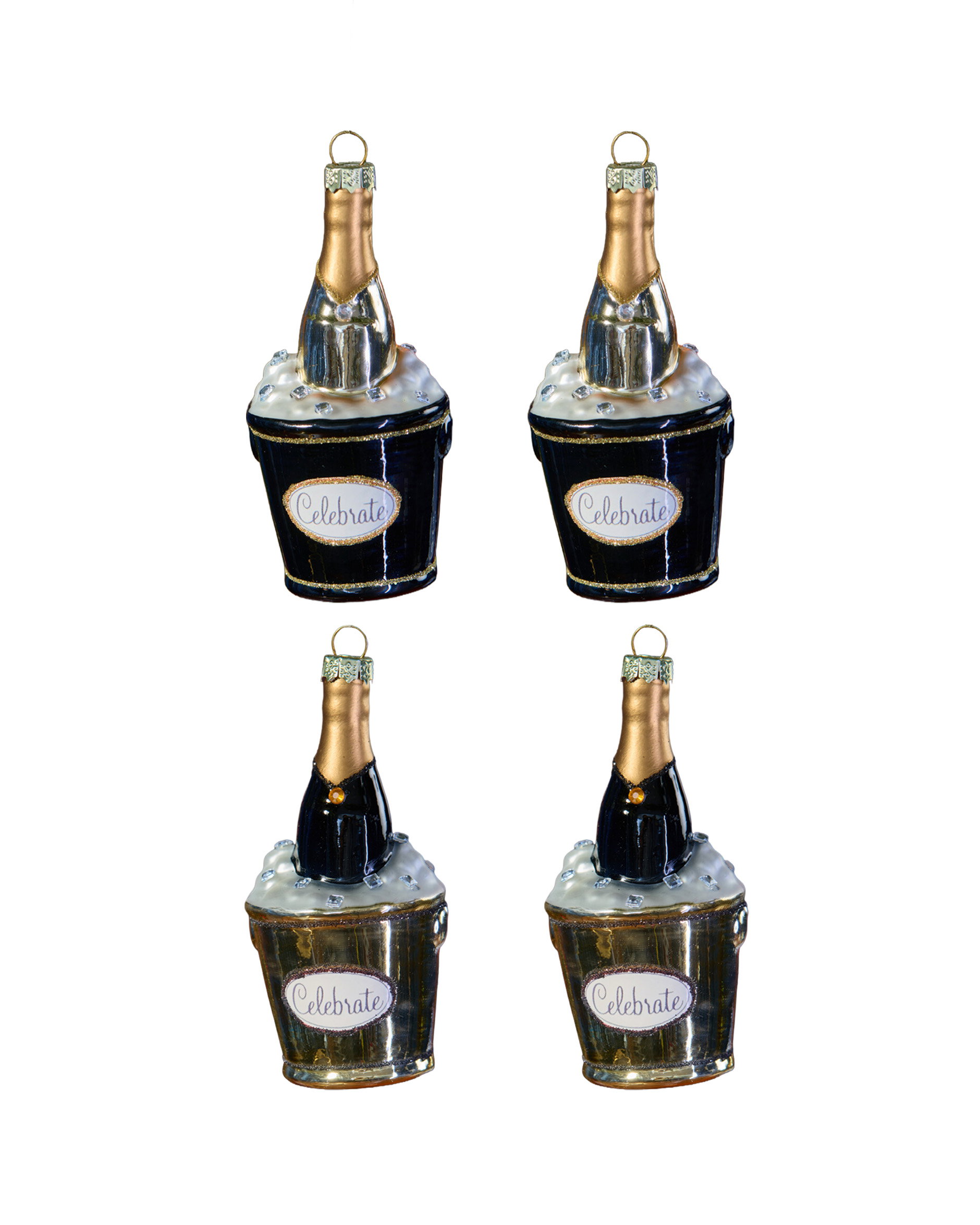 Cramant Champagne Bottle Christmas Decorations 4-pack