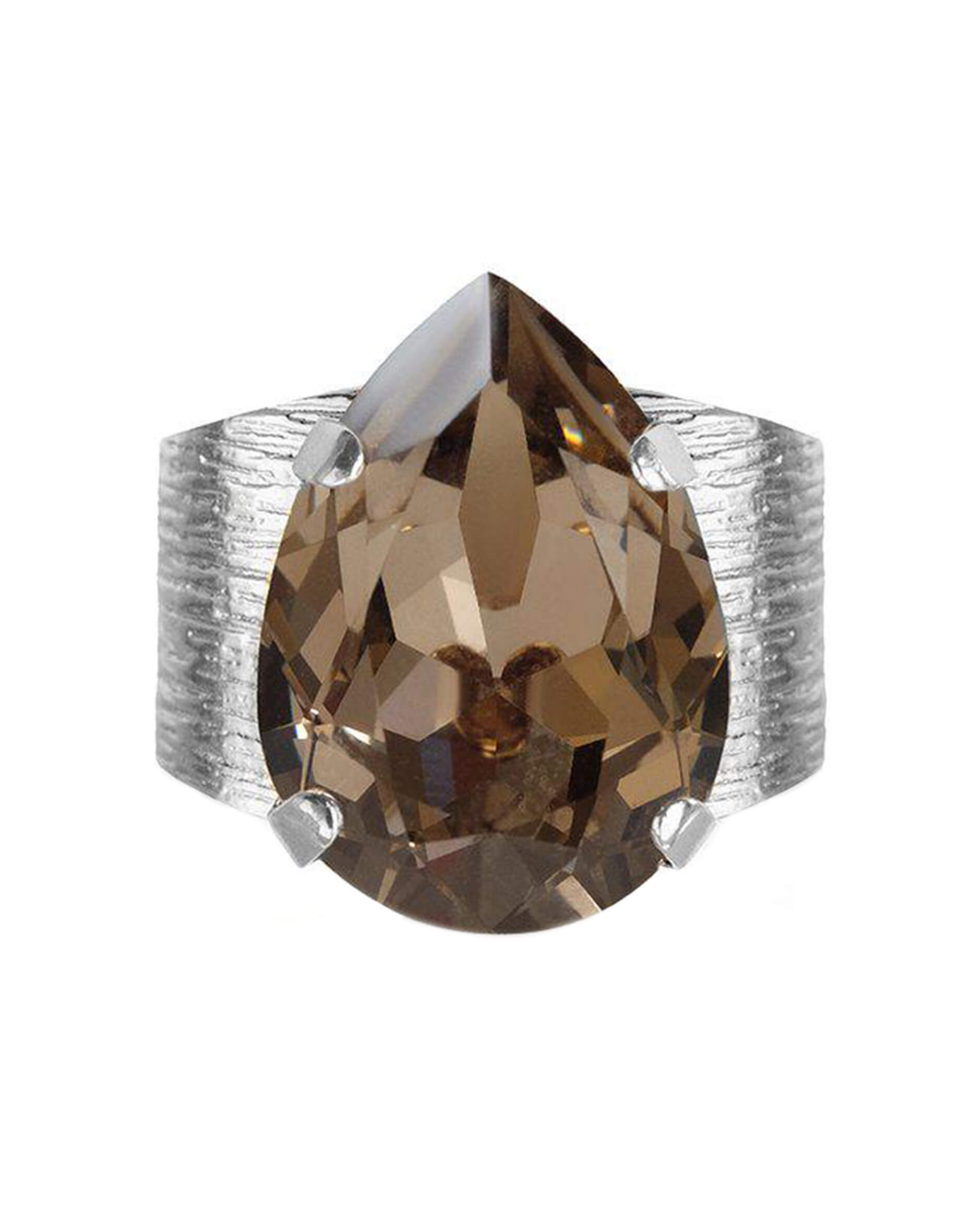 Classic Drop ring greige rhodium