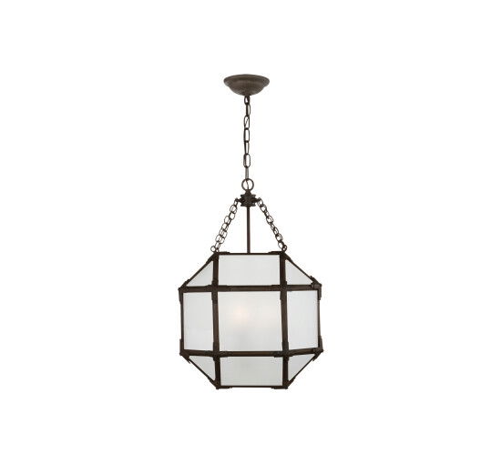 null - Small Morris Lantern Nickel Frosted Glass