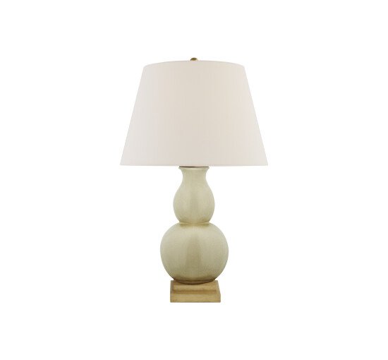 Tea Stain Crackle - Gourd Form Table Lamp Celadon Crackle with Linen Small