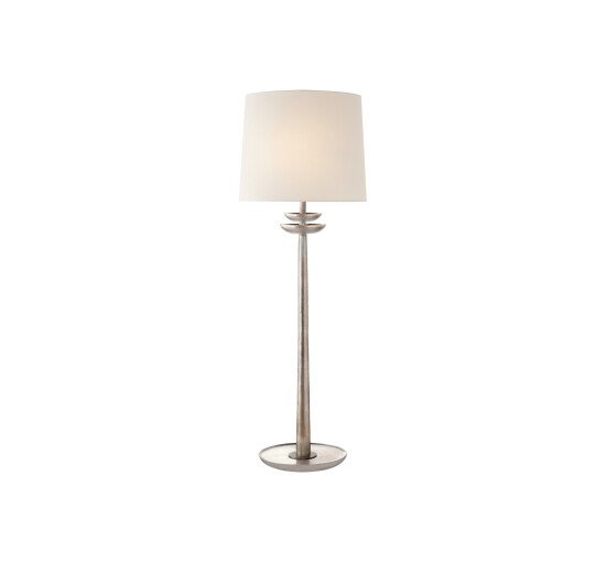 Burnished Silver Leaf - Beaumont Medium Buffet Lamp White