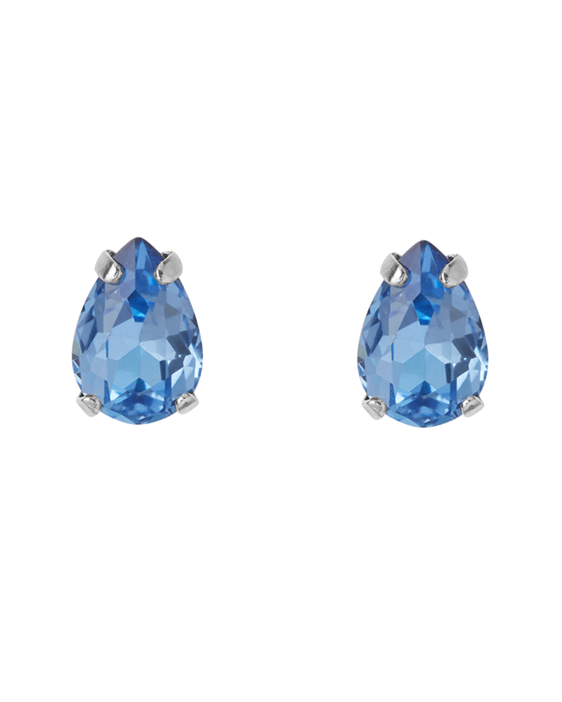 Petite Drop Stud Earrings Lapis Rhodium