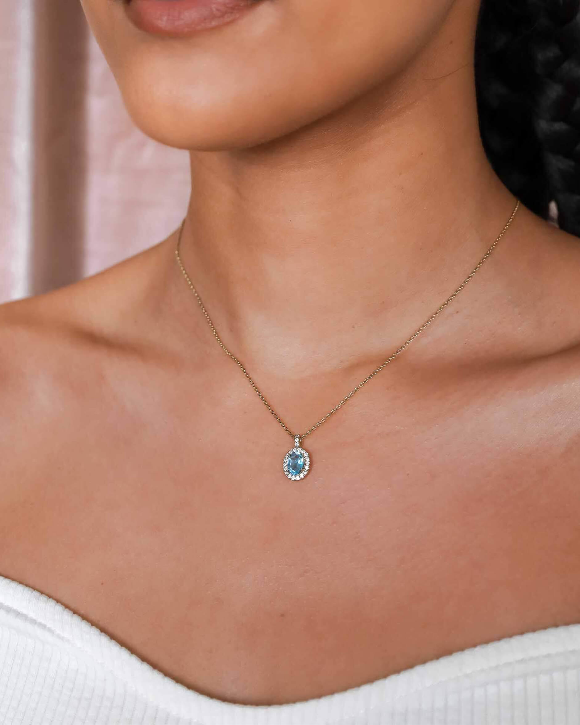 Luna halsband aquamarine