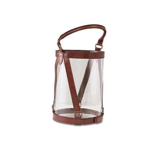 M - Kensington Glass Lantern, Leather