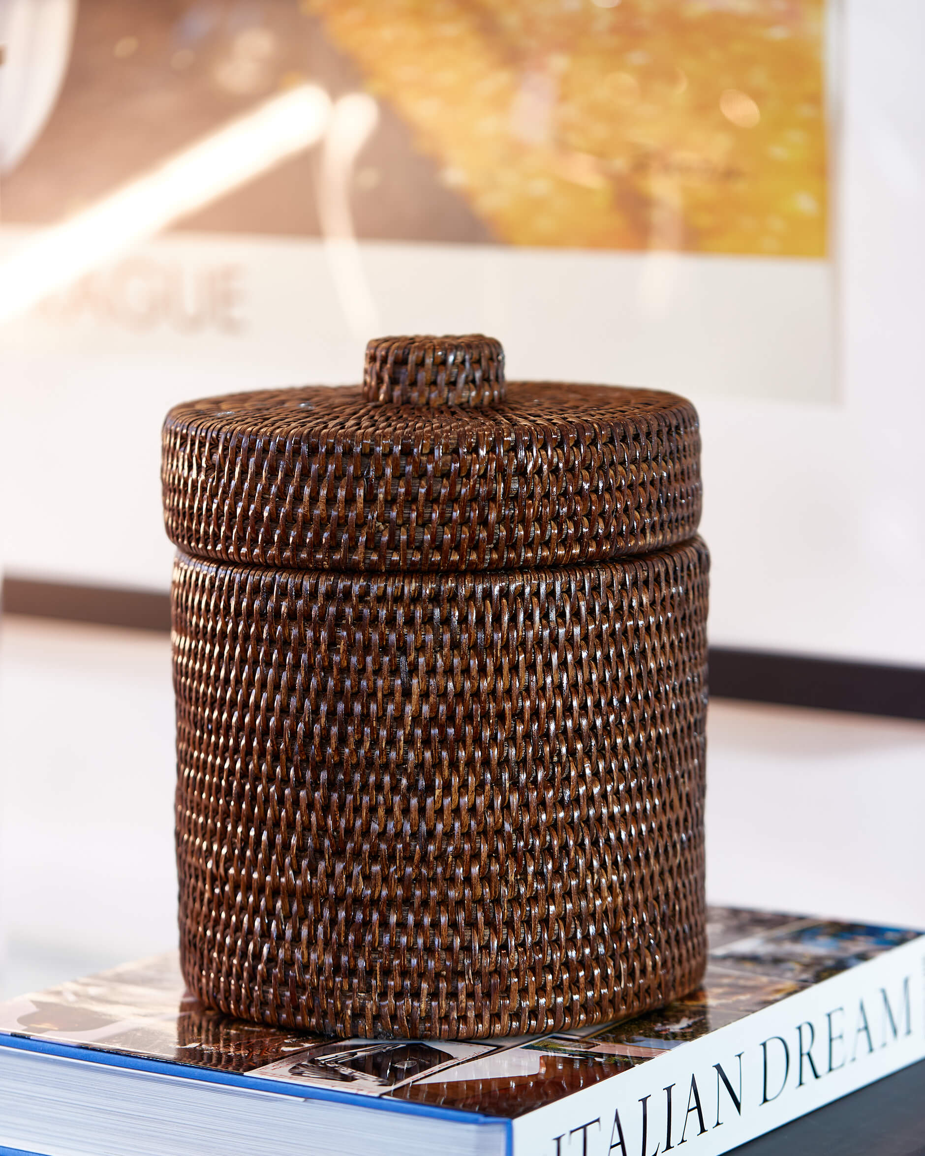 Cognac förvaringskorg med lock rotting