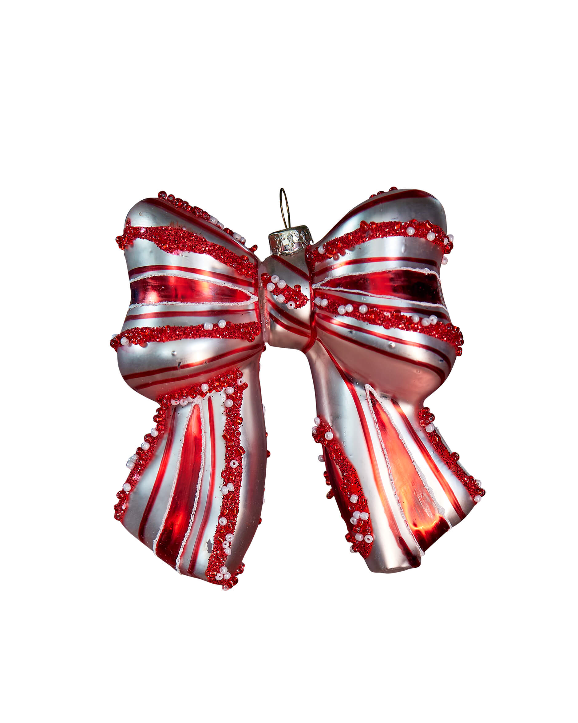 Clarabella rosett julgransdekoration vit/röd 10cm