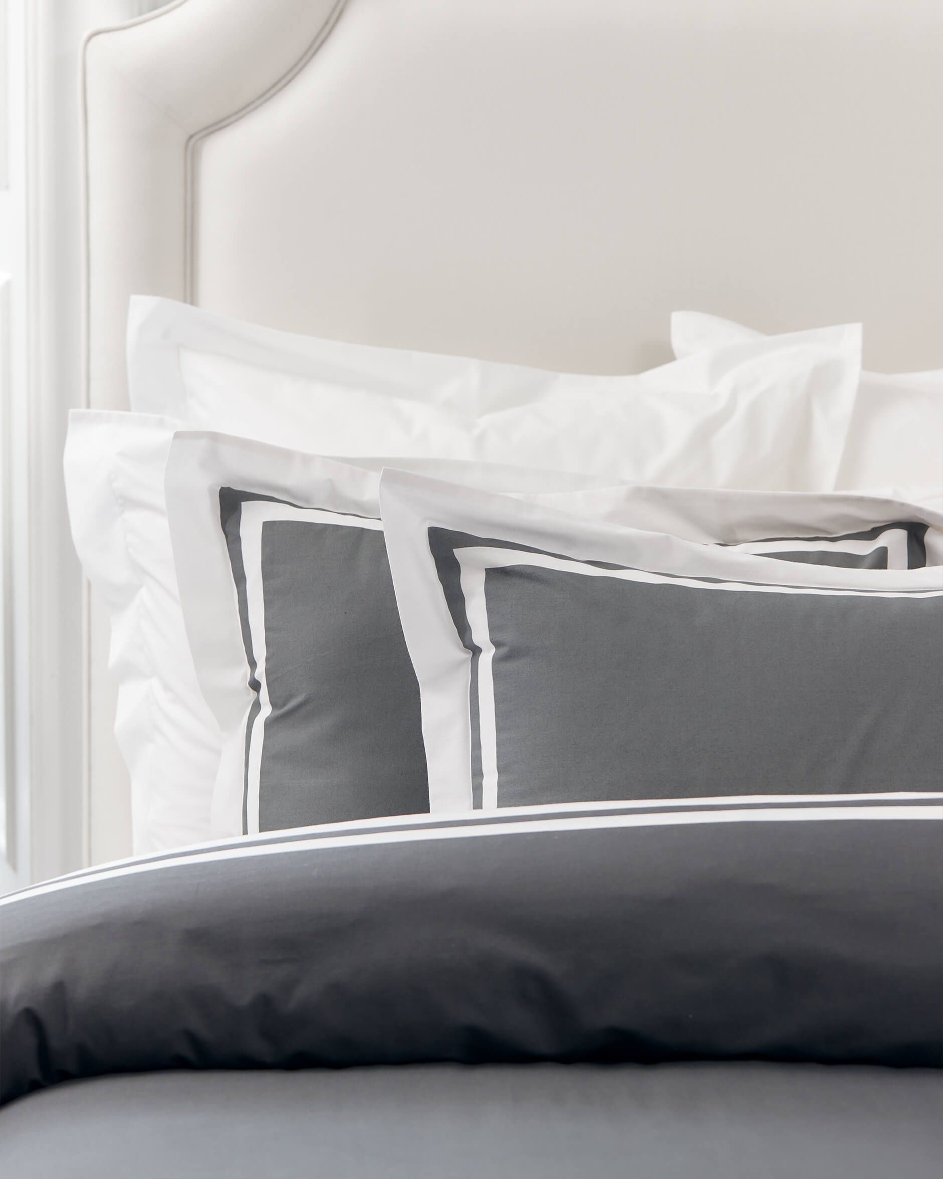 Oxford örngott grå/vit 2-pack