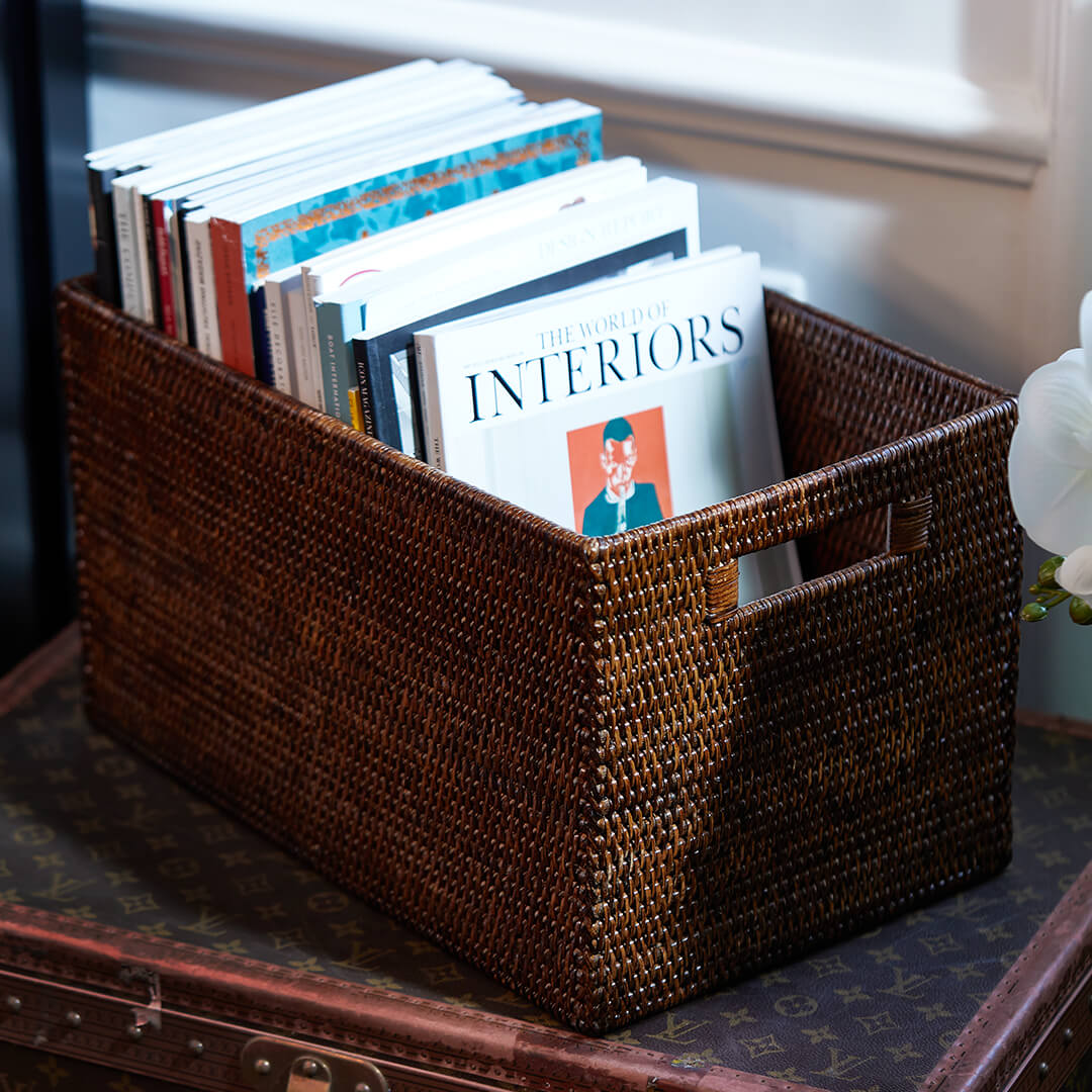 Cognac Magazine Basket Rattan