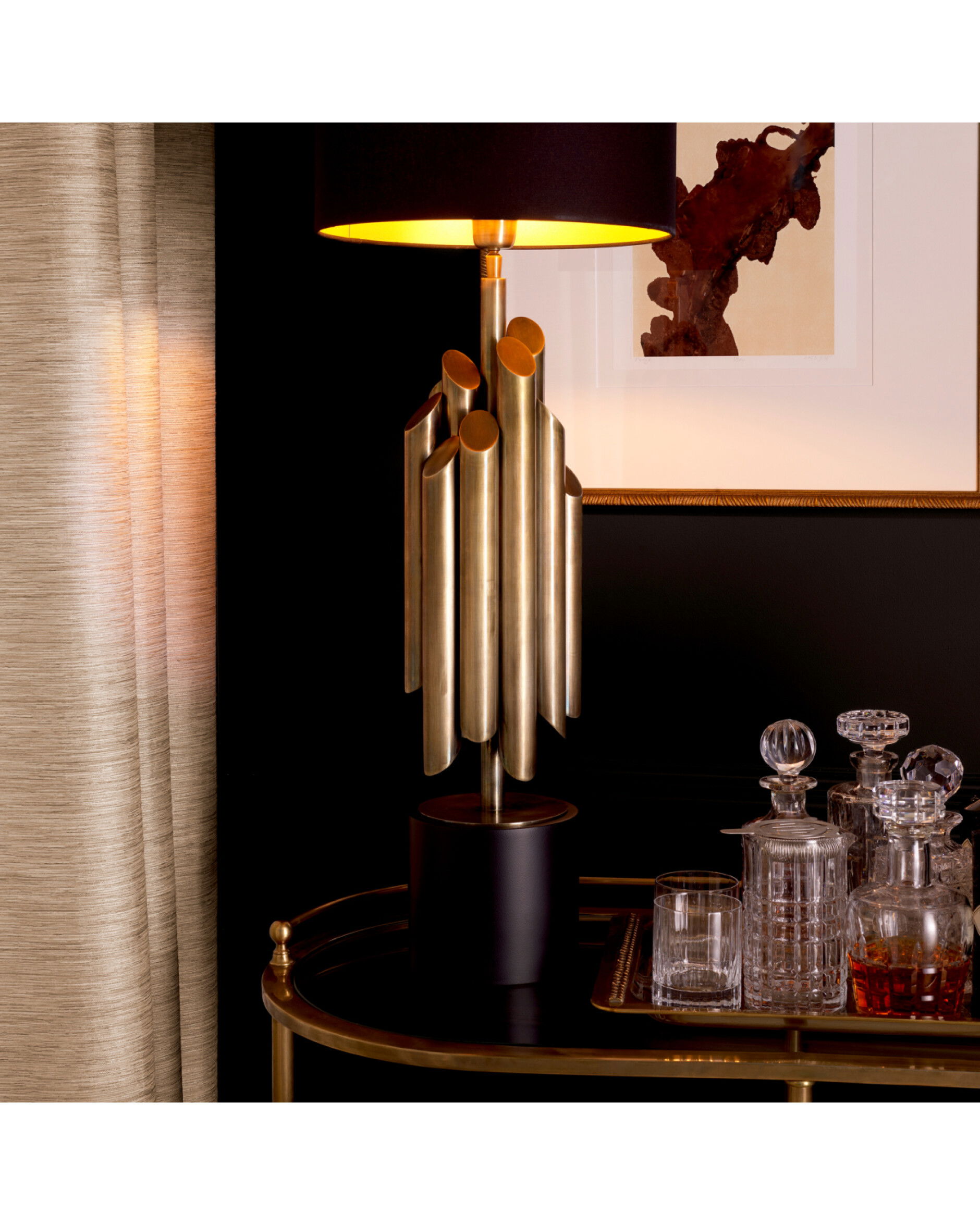 Beau Rivage bordslampa antik mässing