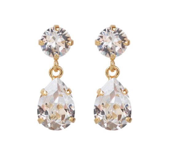 Gold - Mini Drop Earrings Crystal Rhodium