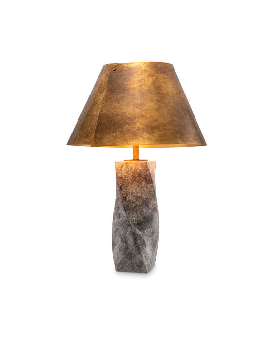 Camelia bordslampa antik mässing / grå