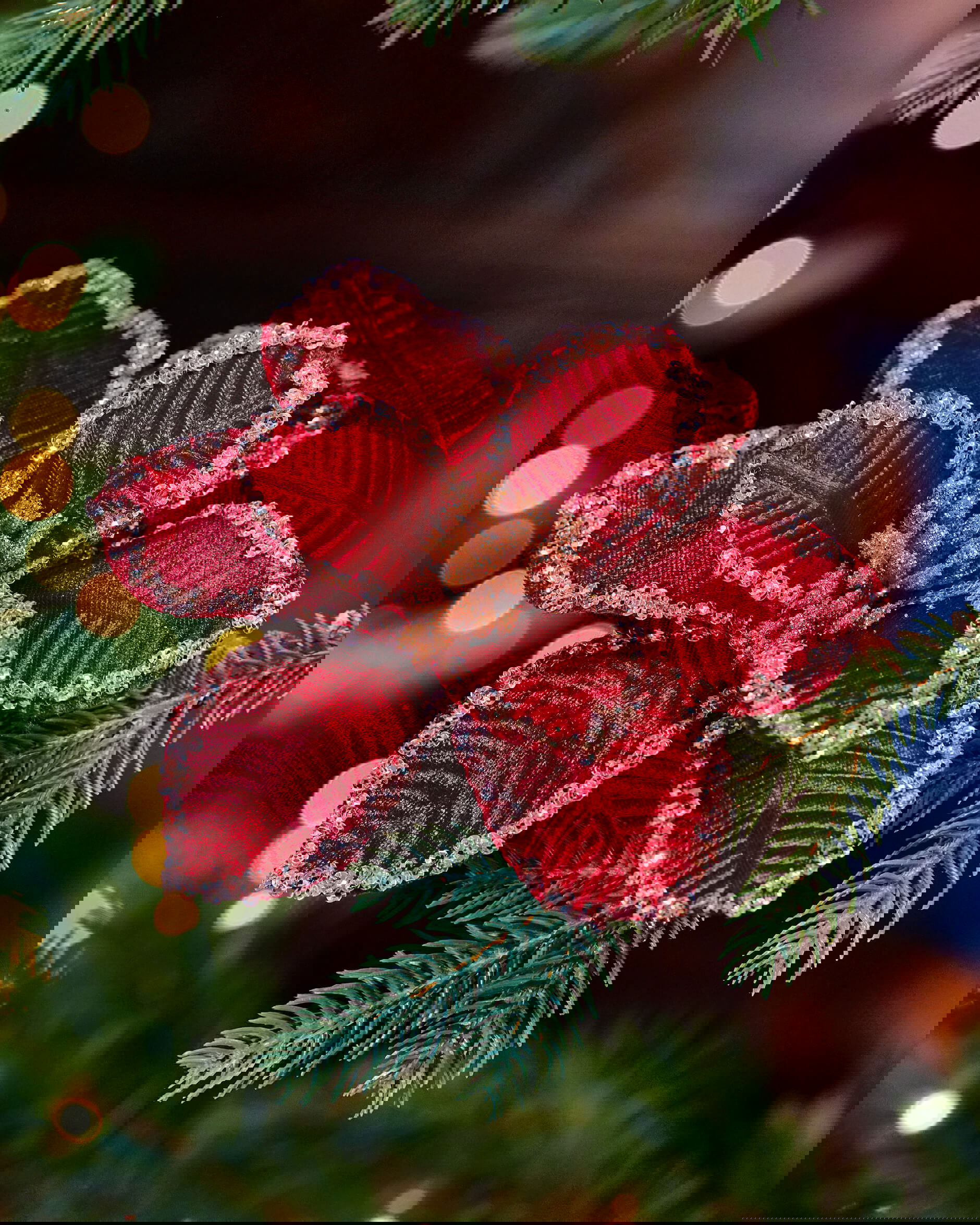 Maisie Flower Christmas Decoration Burgundy 3-pack