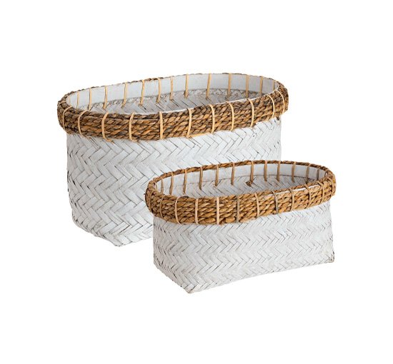 White - Davao storage baskets rectangle black 2-set
