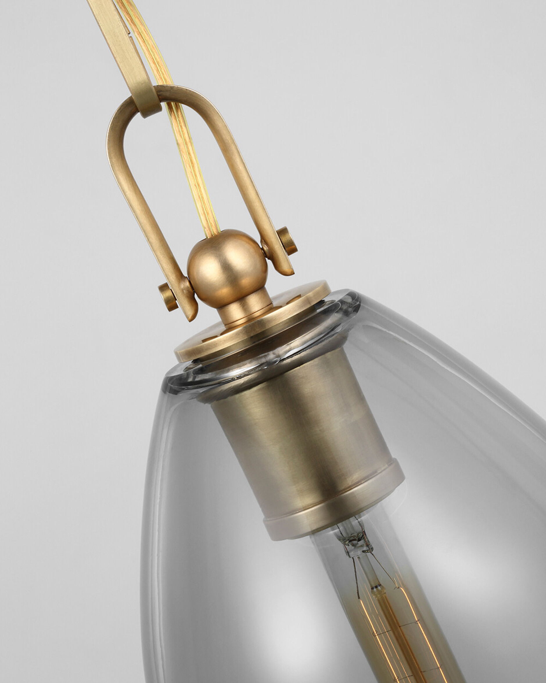 Andros takpendel antik mässing/rökfärgat glas M