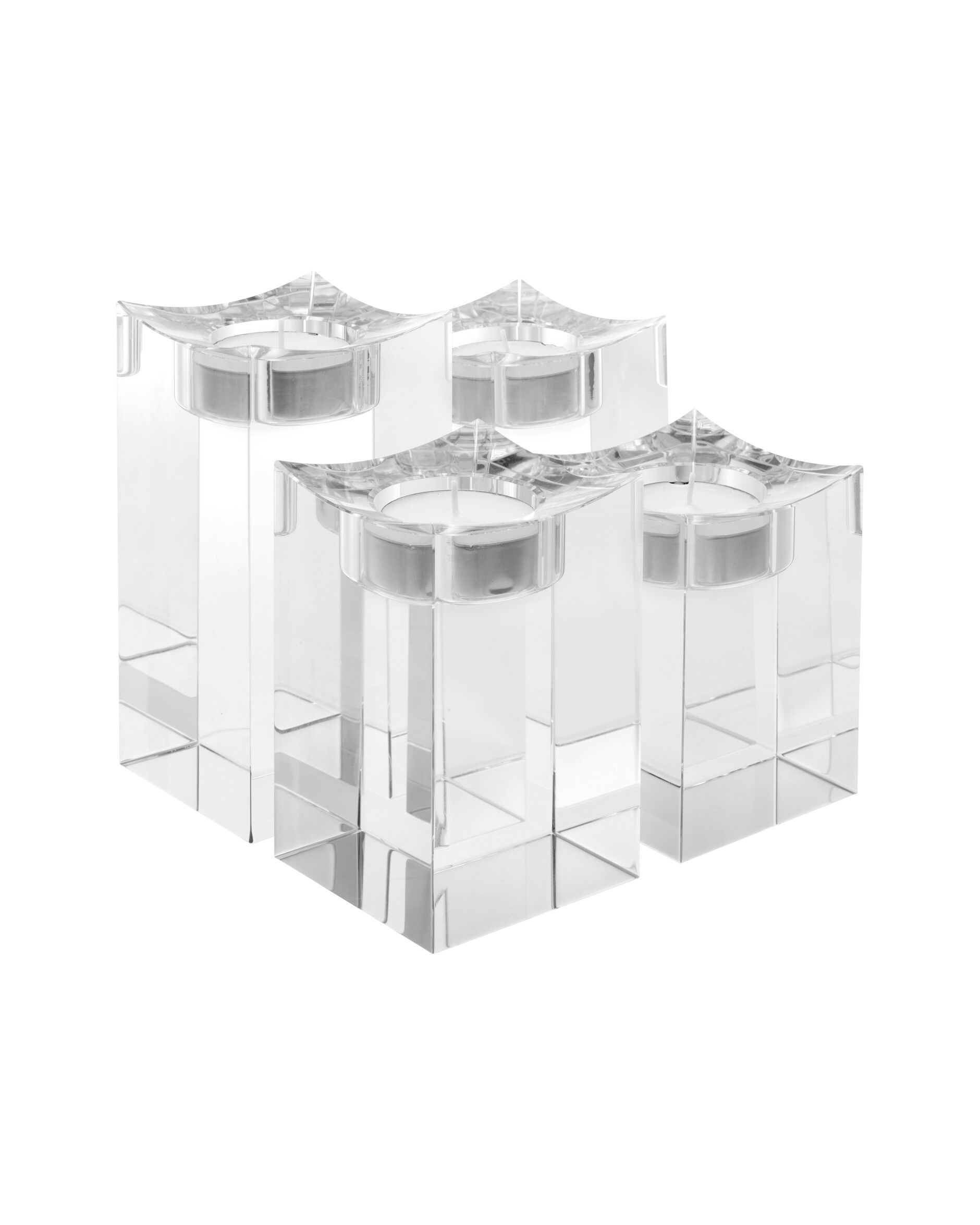 Giancarlo Candle Holder Crystal Glass Set of 4