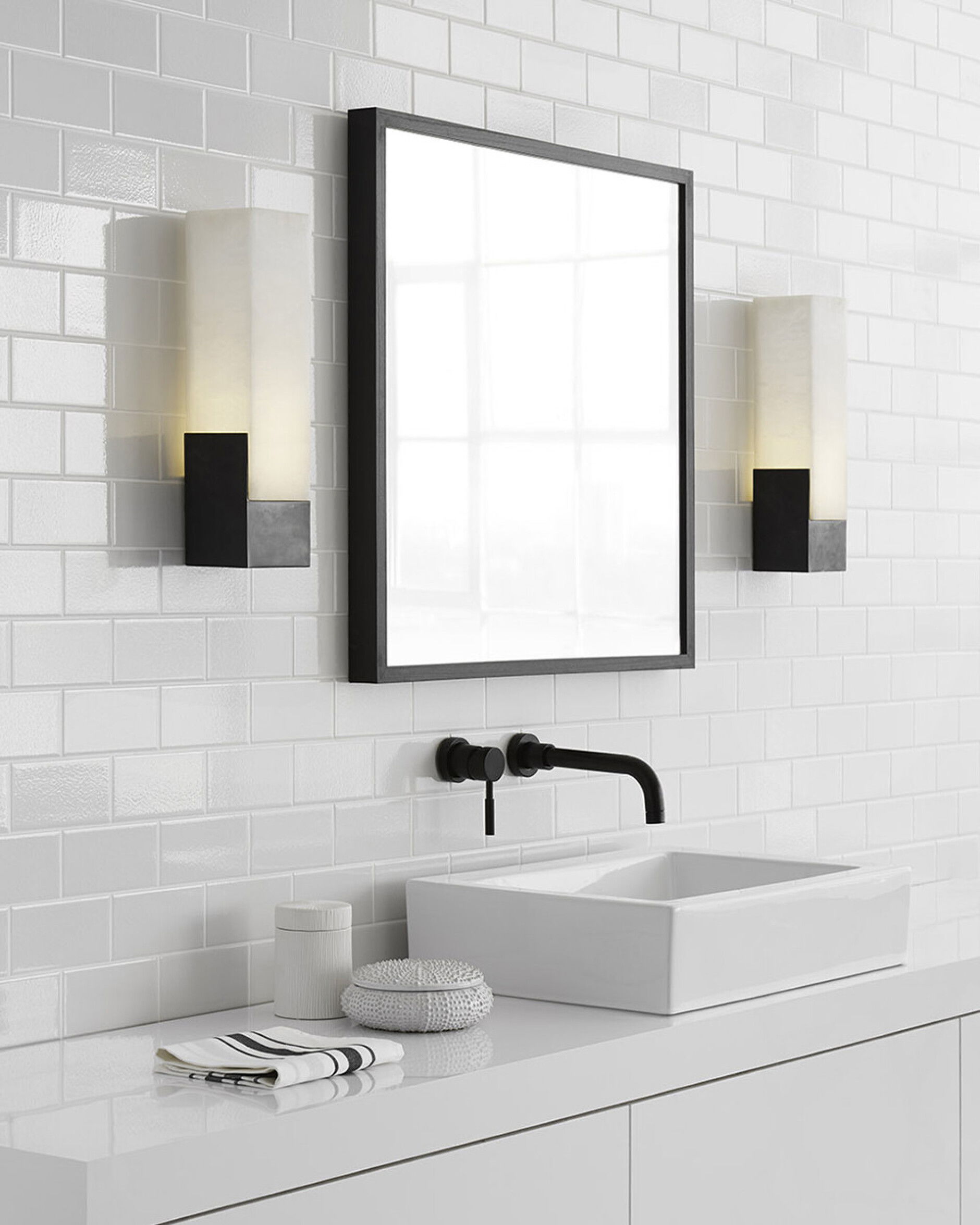 Covet Tall Box Bath Sconce Bronze