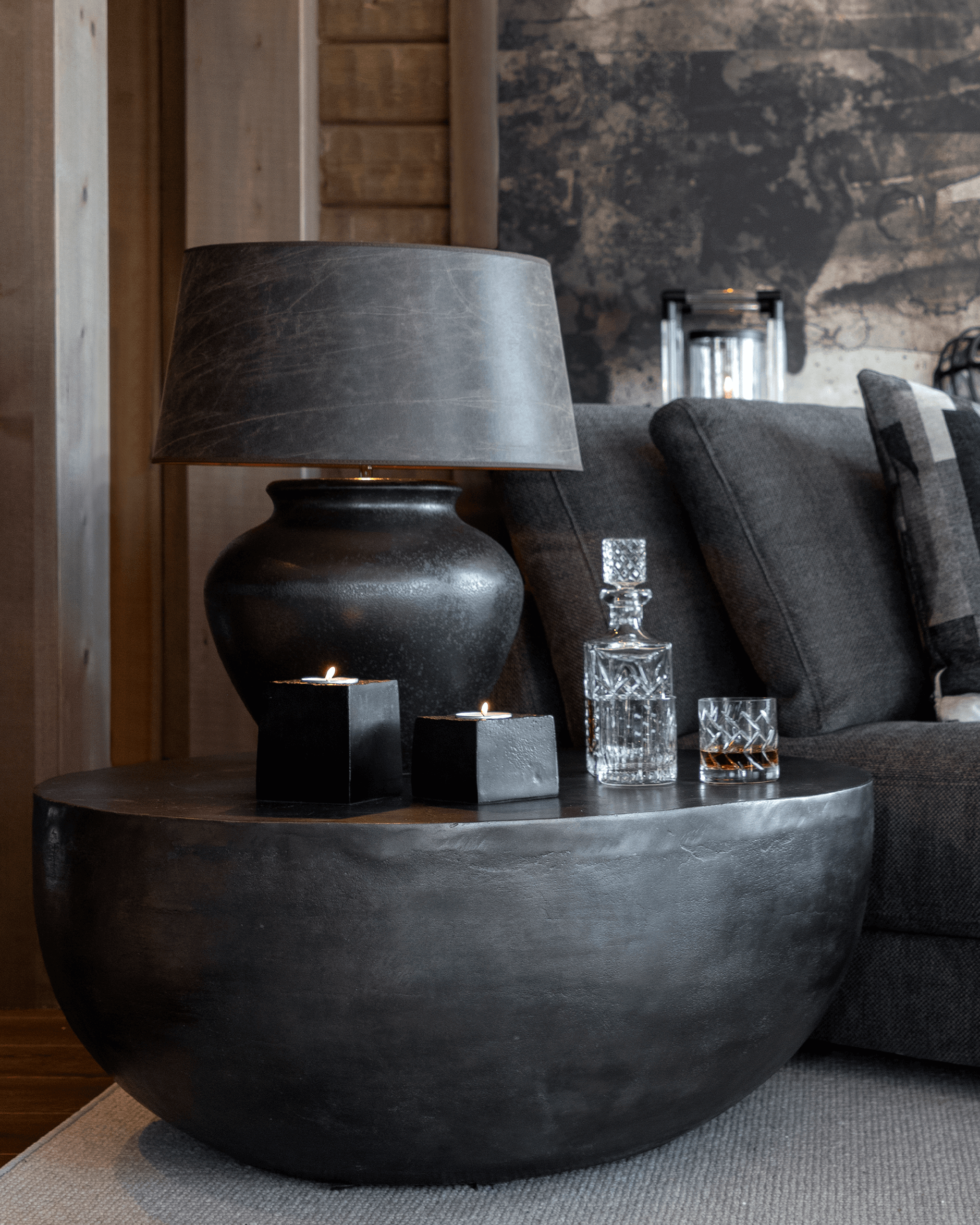 Classic lampskärm leather grey