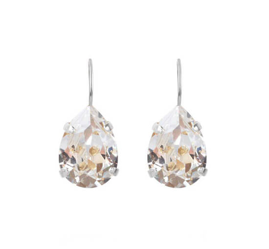 Crystal - Mini Drop Clasp Earrings Greige Rhodium