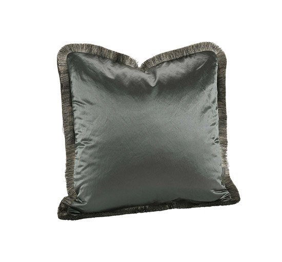 Grey - Dorsia cushion cover fringe grey