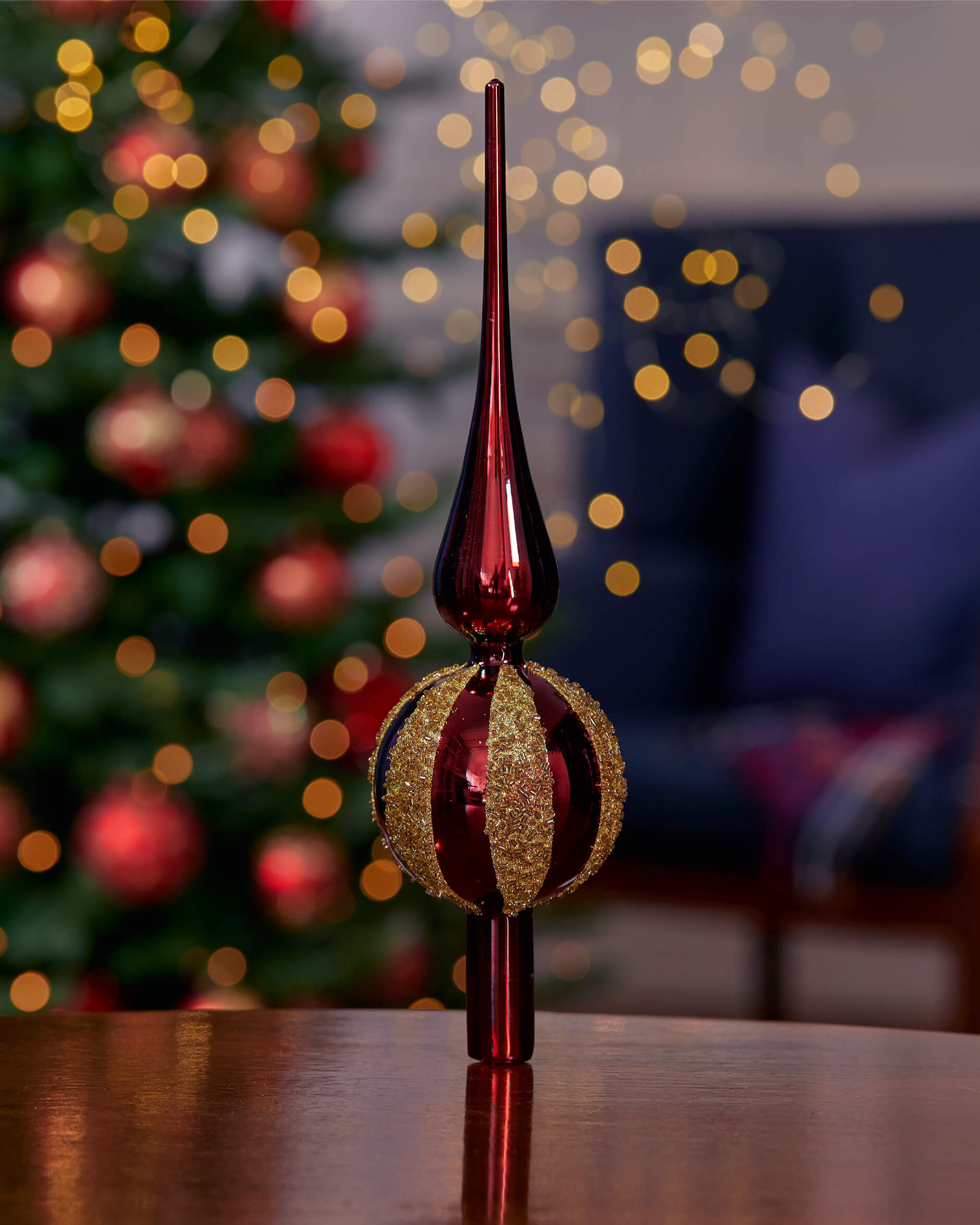 Valeria julgransspira vinröd/guld