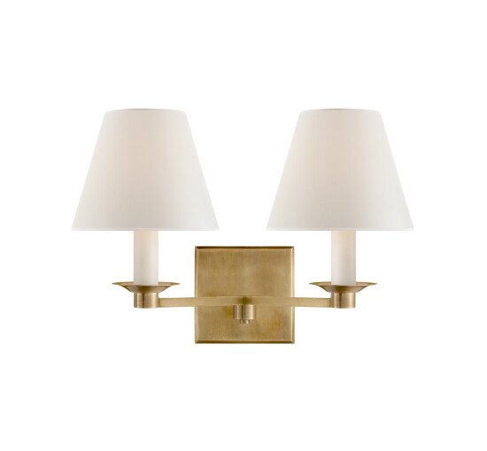 Natural Brass - Evans Double Arm Sconce Natural Brass