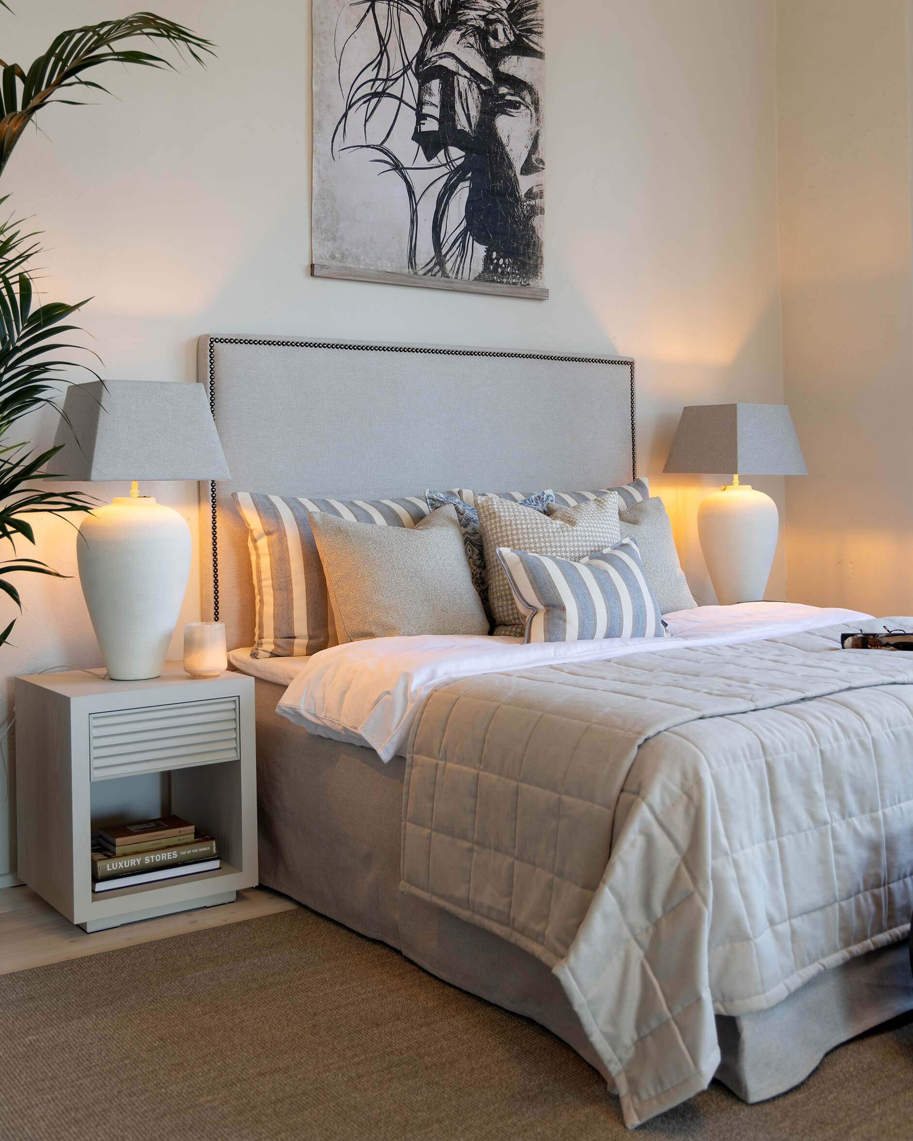 Lotus Stripe Cushion Cover Linen