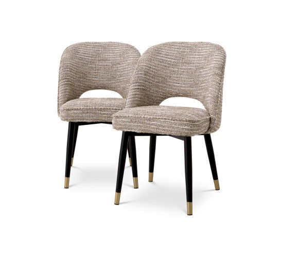 Mademoiselle Beige - Cliff Dining Chairs Savona Grey Velvet Set of 2