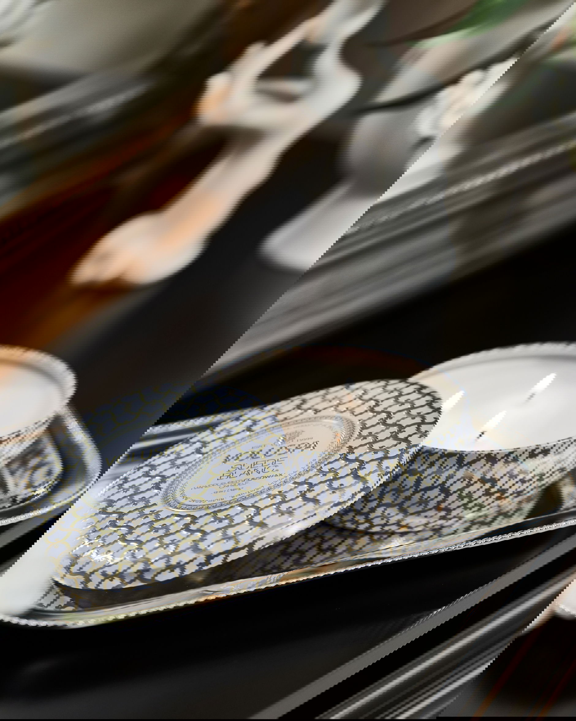 Suede Blanc doftljus 3-wick